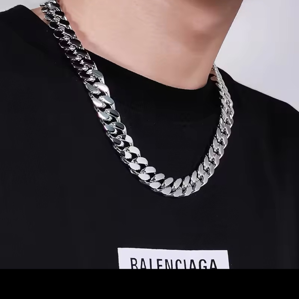 New! Mens 8mm THICK stainless steel Cuban Link Necklace 55cm lengthLuxury Jew…
